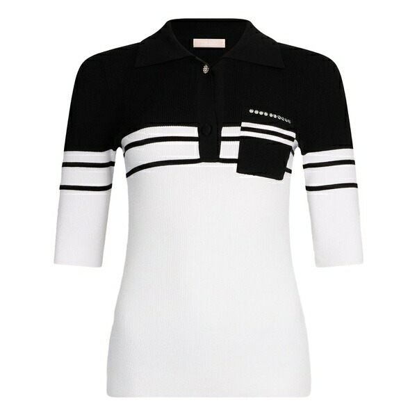 リュージョー レディース スポーツシャツ トップス Striped polo shirt White