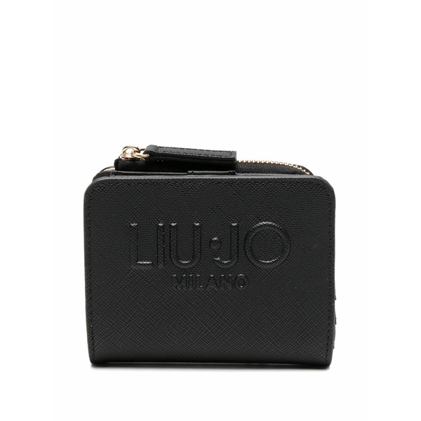リュージョー レディース 紙入れ 付属品 Logo-embossed zip-around wallet Black