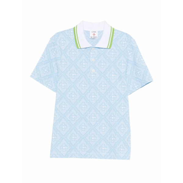 カサブランカ メンズ ポロシャツ トップス Logo-pattern polo shirt Blue|asty