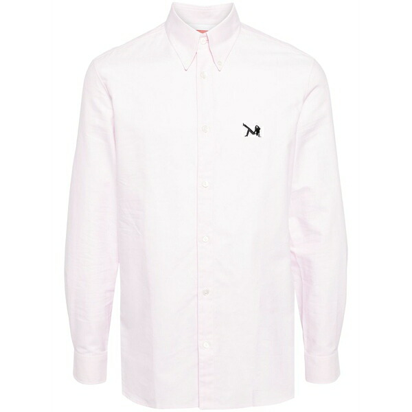カルバンクライン メンズ シャツ トップス Logo-appliqu茫漏 cotton shirt Pink｜asty 49,080円