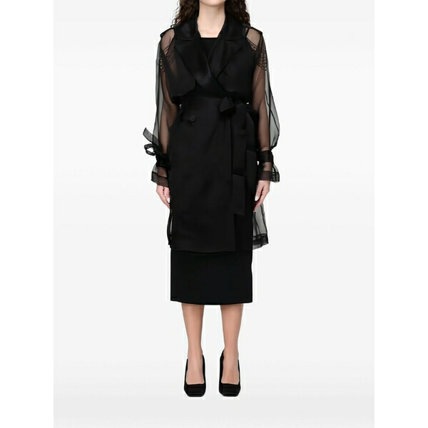 ピンコ レディース コート アウター Sheer trench coat Black｜asty