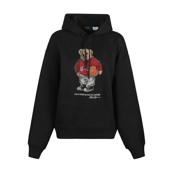 ラルフローレン レディース パーカー・スウェットシャツ アウター Bear graphic hooded knitwear Black