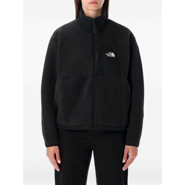北の方人間の顔 レディース 上衣＆上衣 アウター Yumiori fleece zip-up jacket Black