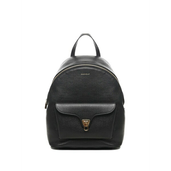 コチネレ レディース うしろ側容器に並べる・背嚢 御徒面子 Beat flap-pocket leather backpack Black