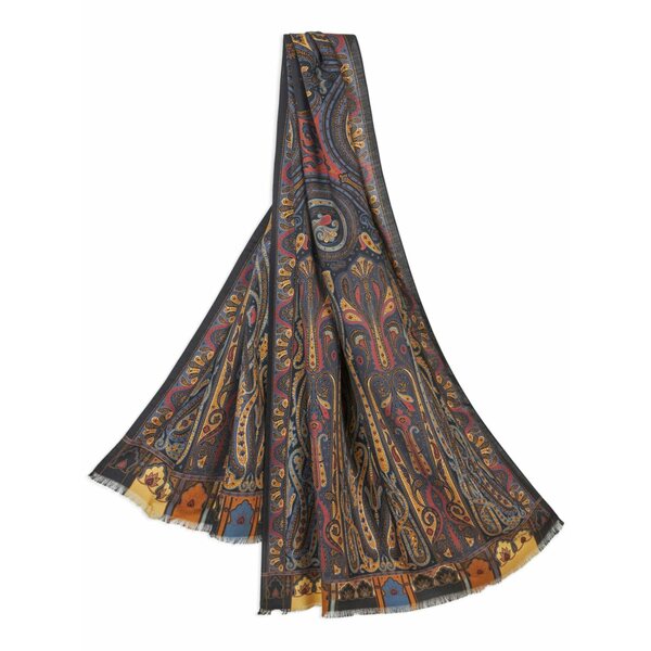 エトロ レディース えり巻き・袈裟・えり巻き 付属物 Paisley-print fringed scarf Black
