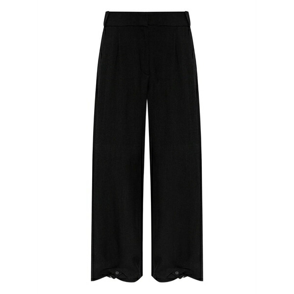 イロ レディース カジュアルパンツ ボトムス Pleated button-fastening trousers Black｜asty