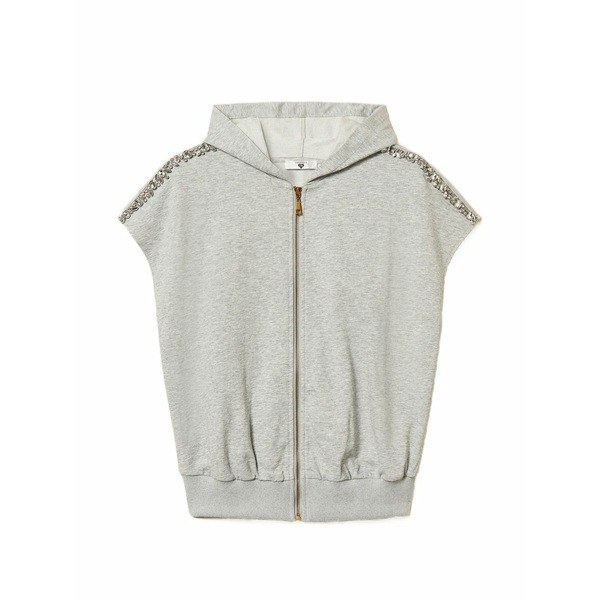 ツイン仕掛ける レディース パーカー・スウェットシャツ アウター Embroidered hoodie Grey