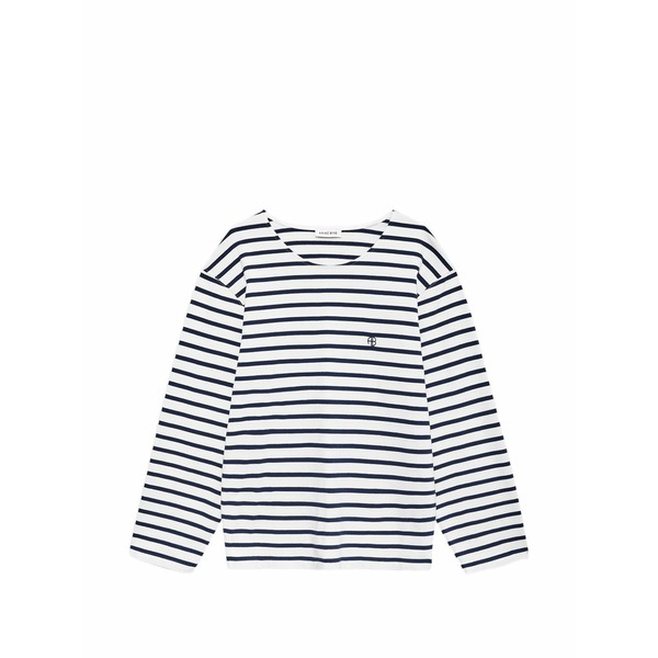アニービン レディース プルオーバー トップス Striped-pattern long-sleeved t-shirt White