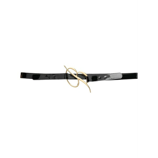 ブルマリン レディース ベルト アクセサリー Gold-toned letter logo belt Black｜asty