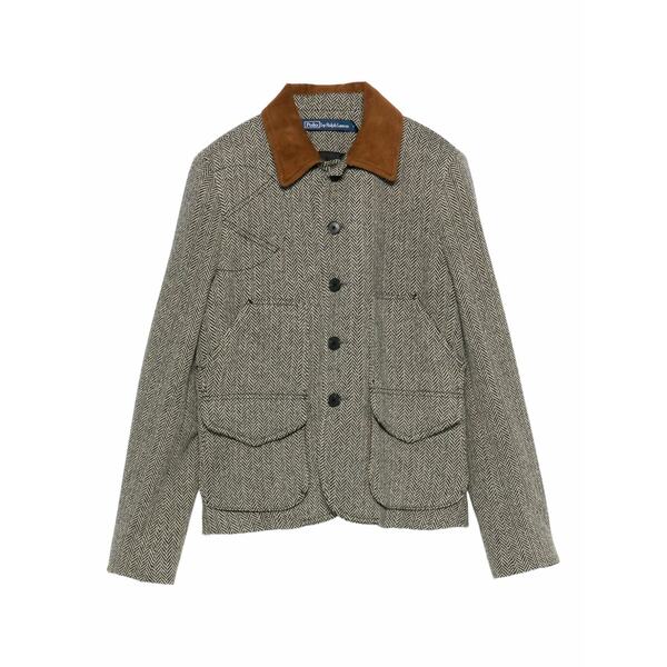 ラルフローレン レディース 上衣＆上衣 アウター Suede-trim herringbone jacket Black