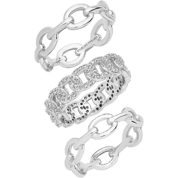 スターリングフォーエバー レディース リング アクセサリー Silver Stacking Set Mixed of Link Ring レディース ジュエリー・アクセサリー | runrunnoticias.com