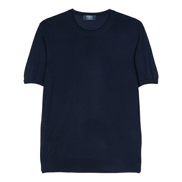 フェデーリ メンズ ニット&セーター アウター Virgin wool fine-knit jumper Blue｜asty