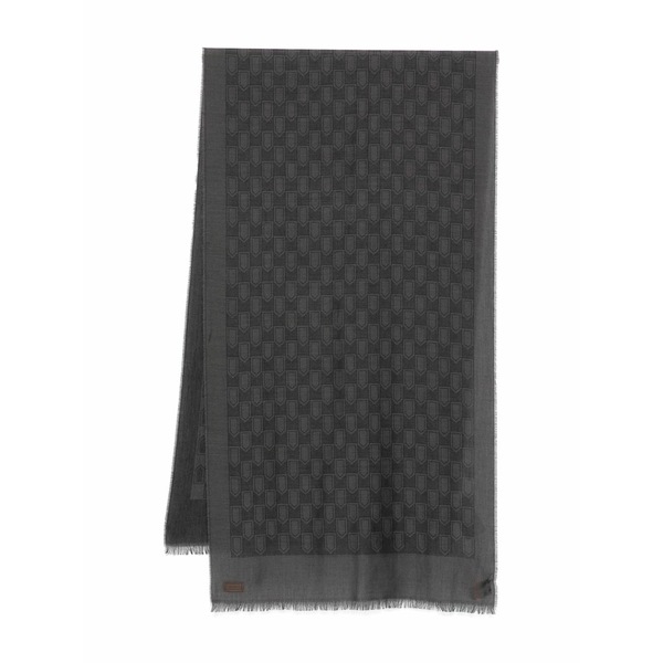 カナーリ メンズ マフラー・ストール・スカーフ アクセサリー Shield-pattern fringed scarf Grey｜asty