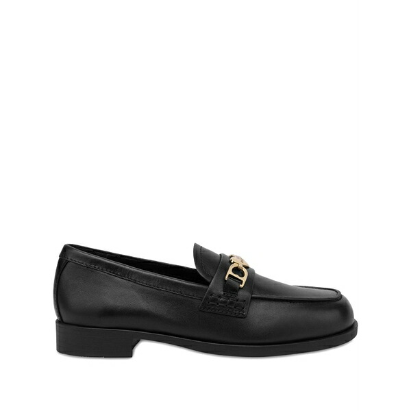 優しいこと モスキーノ レディース スリッポン・ローファー シューズ Logo-plaque loafers Black