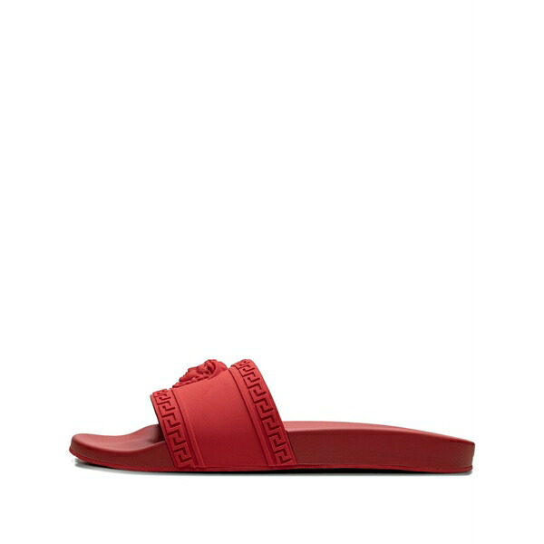 ヴェルサーチ メンズ サンダル シューズ Palazzo medusa pool slides Red