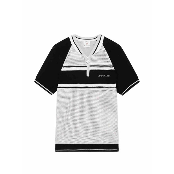 カサブランカ メンズ ポロシャツ トップス Mesh short-sleeve polo shirt Grey｜asty 80,740円