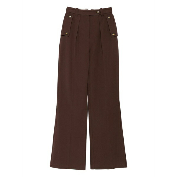 エリザベスフランキ レディース カジュアルパンツ ボトムス Pleated button-detailed trousers Brown|asty