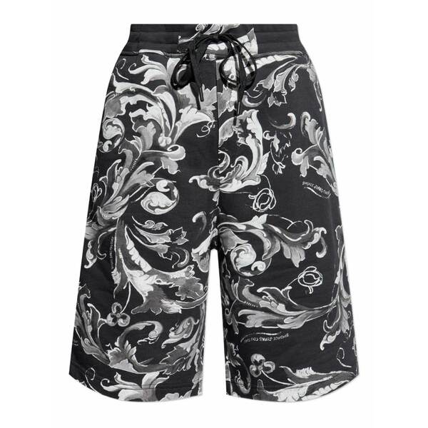 ベルサーチ メンズ カジュアルパンツ ボトムス Baroque-print drawstring shorts Black|asty