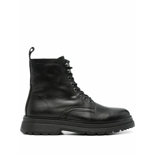 マルコポーロ メンズ ブーツ シューズ Leather biker boots Black