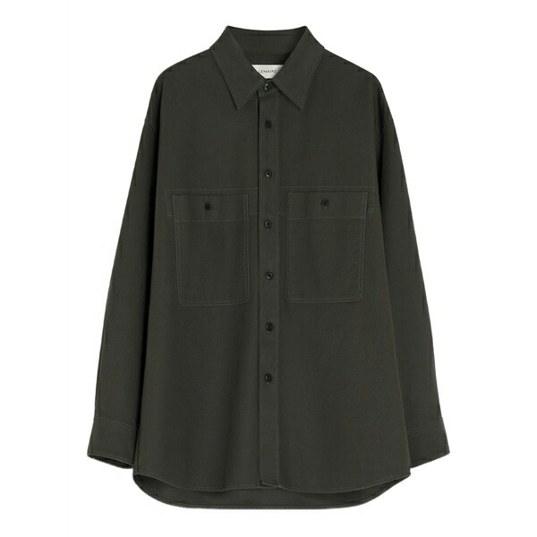 ルメール メンズ ジャケット&ブルゾン アウター Patch-pocket twill overshirt Brown|asty
