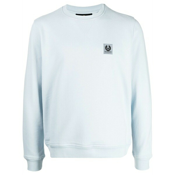 ベルスタッフ メンズ パーカー・スウェットシャツ アウター Logo patch long-sleeved sweatshirt Blue|asty