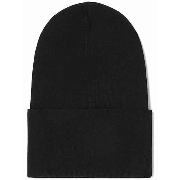 ジル・サンダー メンズ かぶり笠 添え物 Turn-up fine-knit beanie Black