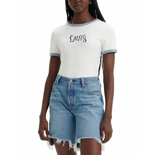 リーバイス Levis 【 Graphic Ls Ringer Mini Chrome Women 】 レディース Graphic Ringer Mini Tee - White | Levi's® CA