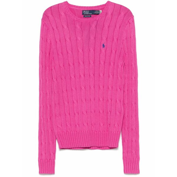 ラルフローレン レディース 編み物\u0026プルオーバー アウター Crew-neck cable-knit sweater Pink