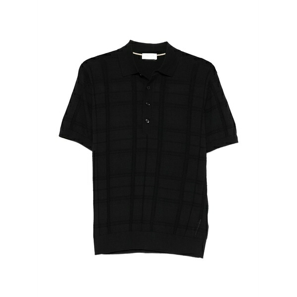 パウロペコラ メンズ スポーツシャツ トップス Checked polo shirt Black