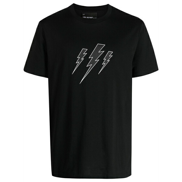 ニールバレット メンズ プルオーバー トップス Thunderbolt-print cotton t-shirt Black