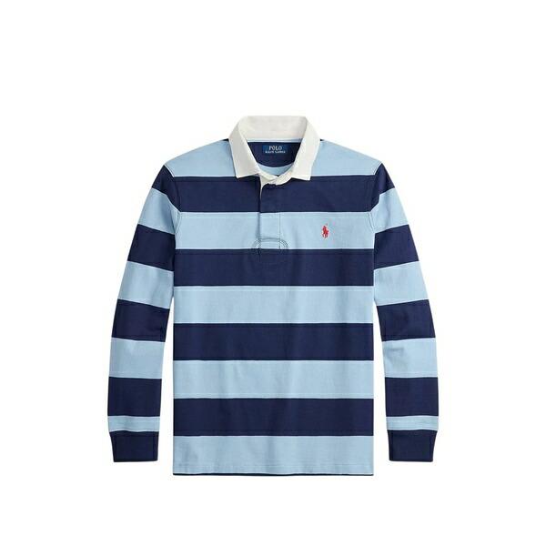 ラルフローレン メンズ スポーツシャツ トップス Striped long-sleeve rugby shirt Blue