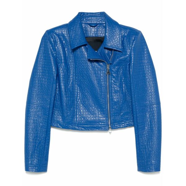 パトリツィア ペペ レディース 上衣＆上衣 アウター Crocodile-embossed biker jacket  Blue