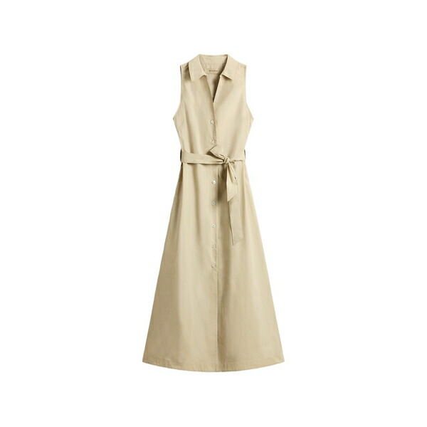 羊毛 分限者 レディース 衣装 トップス Belt cotton shirt dress Neutrals
