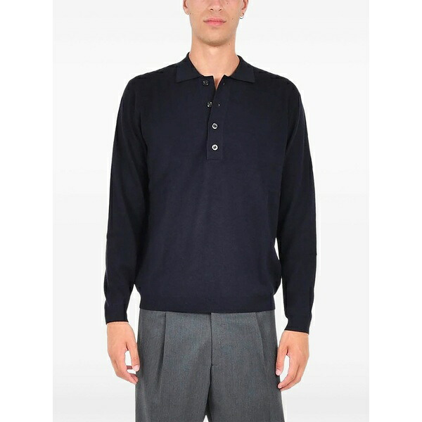 ロウブランド メンズ スポーツシャツ トップス Long-sleeve polo shirt Blue
