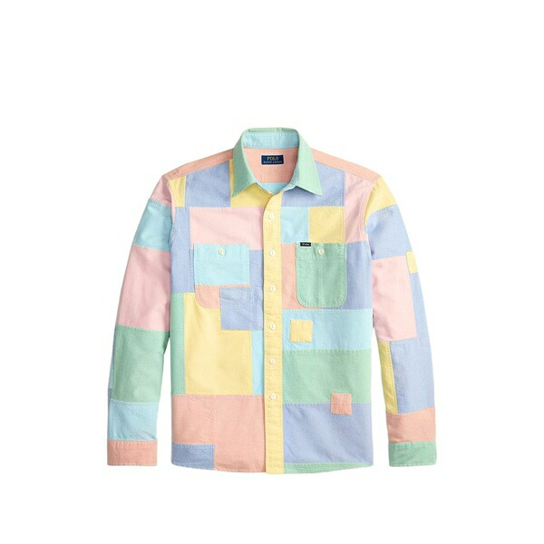 ラルフローレン メンズ ティーシャツ トップス Patchwork-design button-down shirt Blue