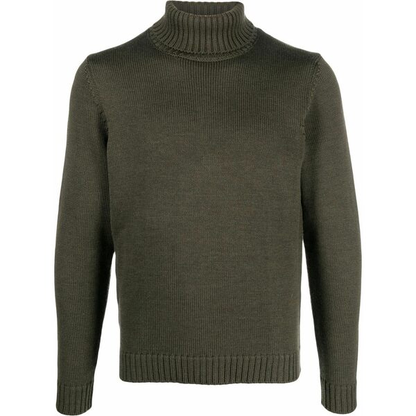 ザノーネ メンズ 編み物\u0026プルオーバー アウター Roll-neck wool sweater Green