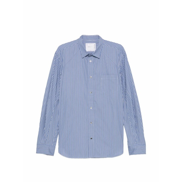 サカイ メンズ プルオーバー トップス Stripe-print poplin shirt Blue