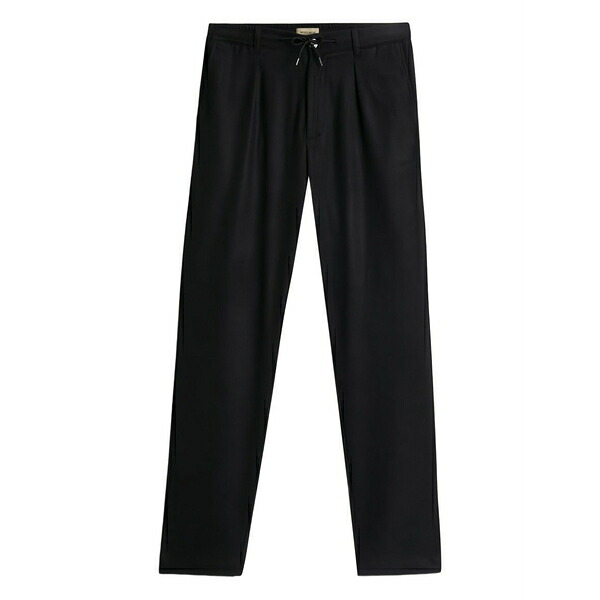 羊毛 金持ち メンズ 心地好いズボン下 ボトムス Milton drawstring flannel trousers Black