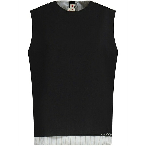 マルニ レディース プルオーバー トップス Stripe-detail layered blouse Black