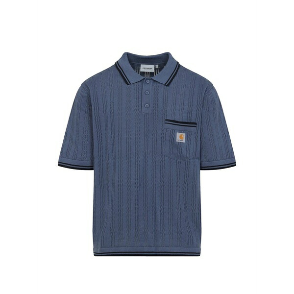 鉄道車両ハート型 メンズ スポーツシャツ トップス Ramsey striped pocket polo shirt Blue