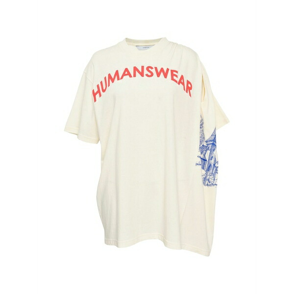 うしろ押し名取り草 レディース ティーシャツ トップス Gathered-shoulder t-shirt White