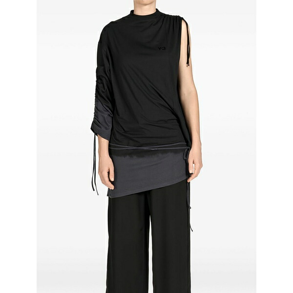 ワイスリー レディース Tシャツ トップス Drape t-shirt Black|asty