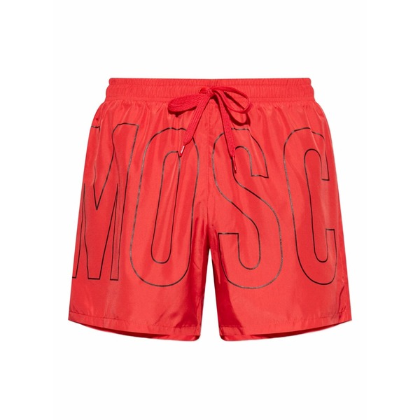 モスキーノ メンズ 心地よいズボン下 ボトムス Logo-print swim shorts Red