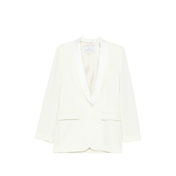 マニュエル リッツ レディース 上衣＆上衣 アウター Satin-trim shawl-lapel jacket White