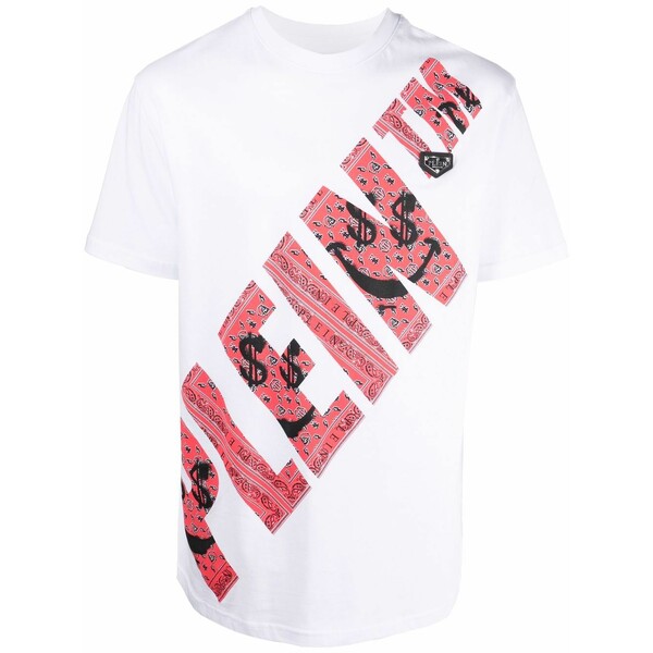 フィリップ飾り気の無い メンズ ティーシャツ トップス Graffiti-print round neck t-shirt White