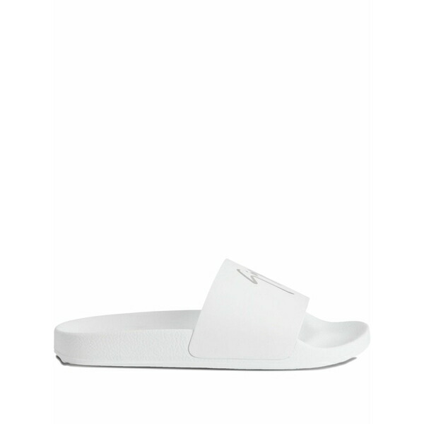 ジュゼッペザノッティ メンズ スニーカー シューズ Brett leather logo-print slides White