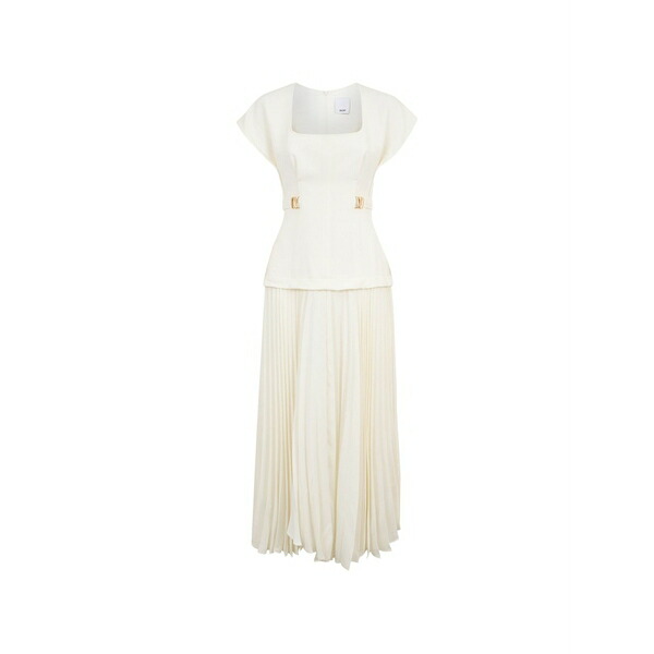 エイサー レディース 衣装 トップス Bollow square-neck pleated maxi dress Neutrals