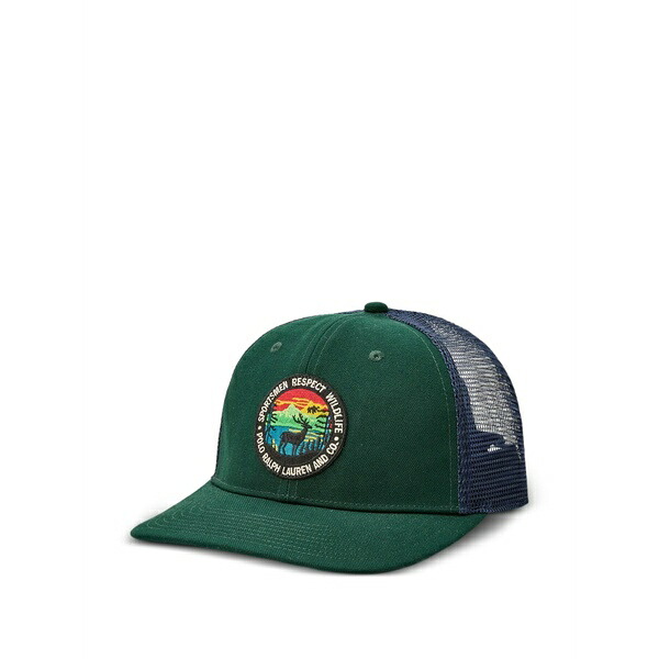 ラルフローレン メンズ 鳥打ち帽 付属物 Logo-patch mesh-panel cap Green