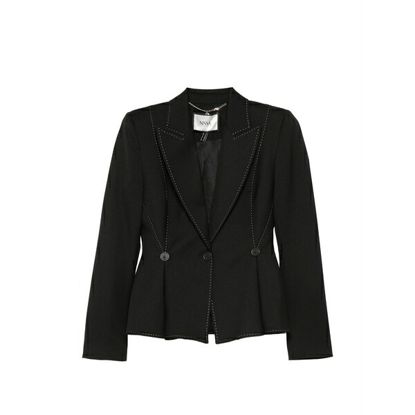 ニッサ レディース 上衣＆上衣 アウター Topstitching buttoned jacket Black