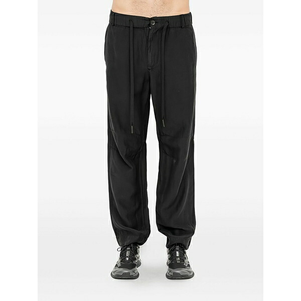 アンドレア ヤコブ メンズ 心地よいズボン下 ボトムス Drawstring-waist cropped trousers Black